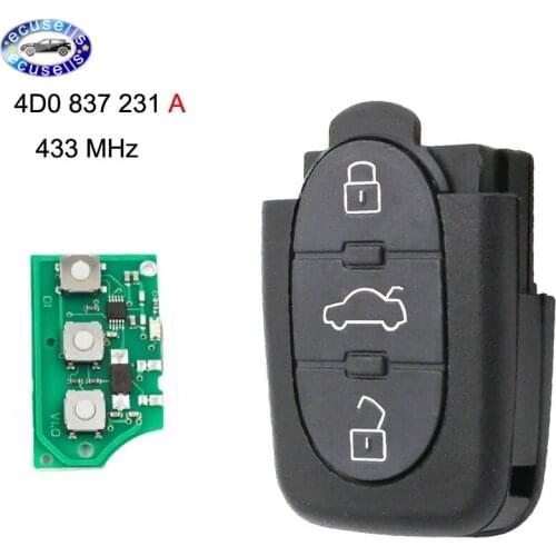 3 Buttons 433.92 MHZ /433MHZ/ 434MHZ Remote Key Control Fob 4D0 837 231 A For Audi A3 ,A6, A8