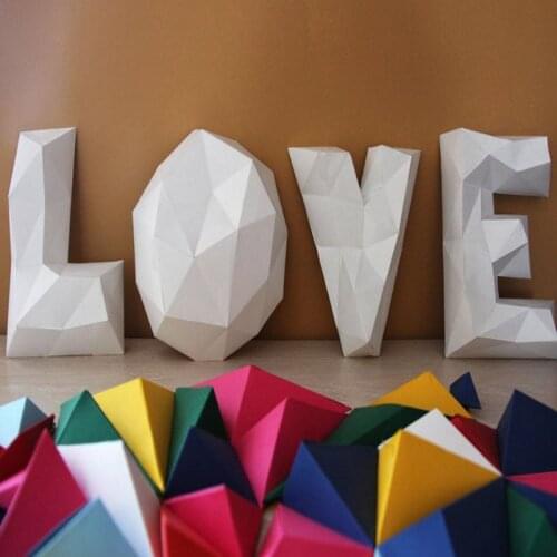 Love Letters 3D Paper Model Art Wall Hanging Decoration Geometric Origami Wall Decoration Crafts for Living Room Home Decor