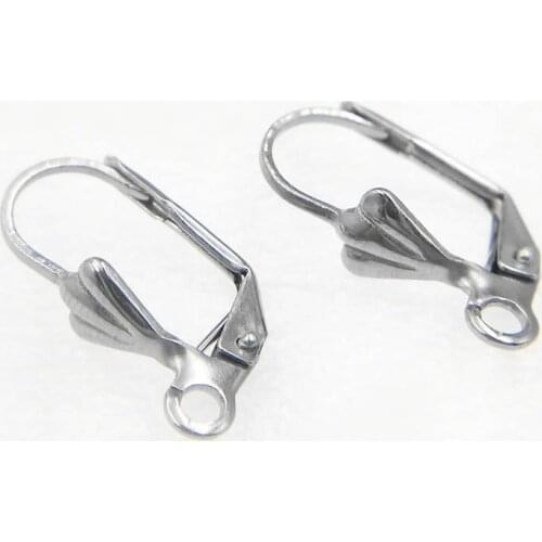 8*15mm Stainless Steel Leverback Earrings French Style Ear Wire Clip Hook with Loop DIY Findings