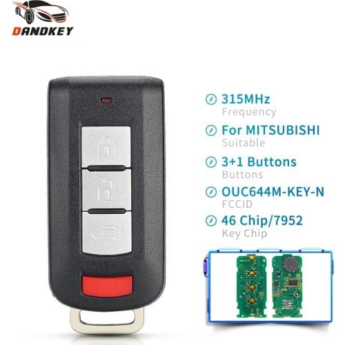 Dandkey 3/4 Buttons Car Remote Key For Mitsubishi Lancer Outlander Keyless go 315MHz ID46 PCF7952 Chip OUC644M-KEY-N Uncut Blade