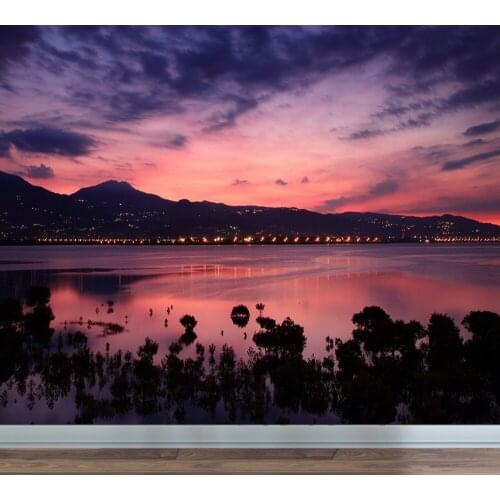 Free Shipping Custom 3d Living Room Wallpaper Landscape Scenery Dusk Sunset Sunrise Sunset Sky Red Day Background Wallpaper