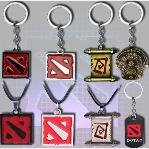 Game Dota 2 Town Portal Scroll KeyChain Dota Classical Logo Square Shape Immortal Champion Shield Dragon Butcher Pudge Key Chain