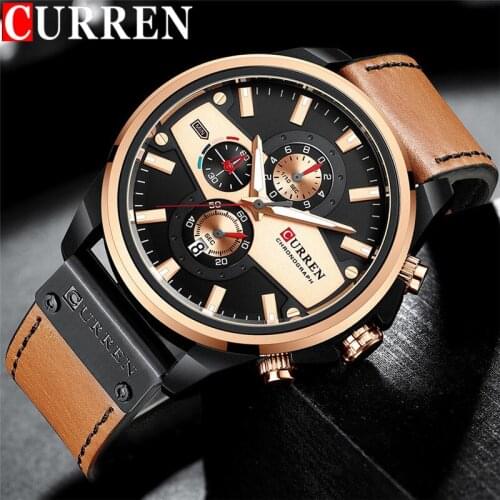 CURREN Man WristWatch Chronograph Calendar Sport Men Watch Military Army Top Brand Luxury Genuine Leather Male Clock Gift 8394