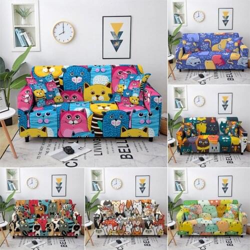 Cartoon Animals Pattern Sofa Slipcover Elastic Stretch Sofa Covers For Living Room Sofa Protector Couch Cover 1/2/3/4 Seater