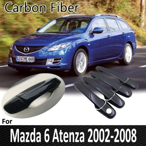 Black Carbon Fiber for Mazda 6 Mazda6 Atenza Wago 2002 2003 2004 2005 2006 2007 2008 Door Handle Cover Sticker Car Accessories
