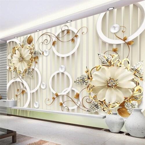 CJSIR Custom 3D Photo Murals Wallpapers for Living Room Bedroom Wallpaper Mural Diamond Flower Wall Paper Home Decoration