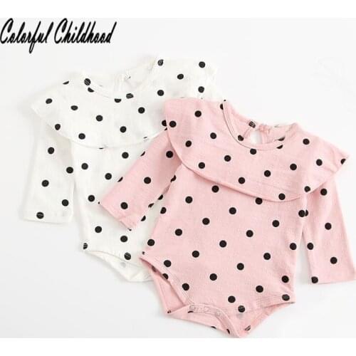 Polka dot design long sleeve romper baby boy/girls jumpsuit cotton infant kids overalls children pajamas 0-24M