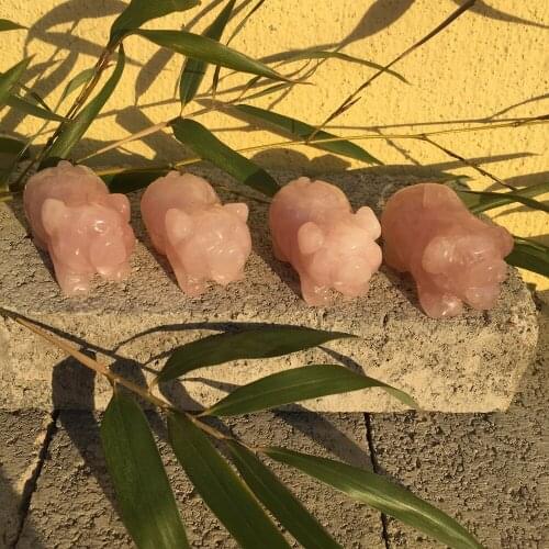 1pcs natural pink rose quartz crystal hand carving pig figurine reiki healing crystals gemstone money drawing fengshui wholesale