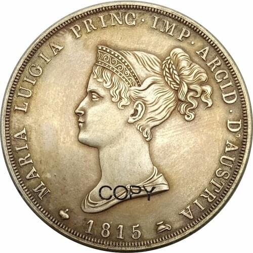 Italy 1815 Italien Parma Maria Luigia 5 Lire Brass Plated Silver Copy Coins