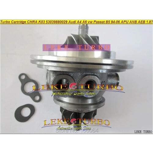 Free Ship Turbo Cartridge CHRA K03 53039700029 53039880029 Turbocharger For AUDI A4 A6 VW Passat B5 1.8L BFB APU AWT AEB 1.8T