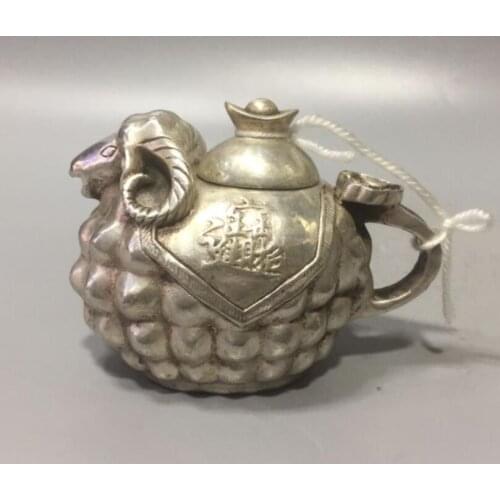China White copper small sheep teapot crafts statue