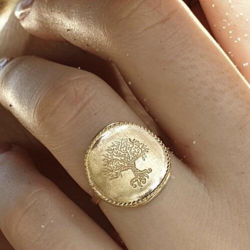 2021 New Gold Color Peace Tree Of Life Women Rings Punk Rock Mens Ring Jewelry Christmas Party Gift