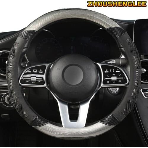 ZHOUSHENGLEE Microfiber Leather Car Steering Wheel Cover For Daihatsu Terios Sirion Mira Cuore YRV Ayla Sigra Xenia Luxio