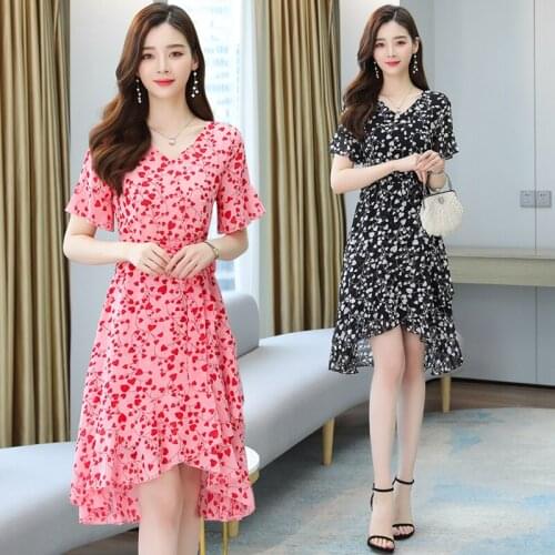 2021 Summer Fashion Black Print Chiffon Dresses Plus Size Vintage Runway Sexy Midi Dresses Elegant Women Bodycon Party Vestidos