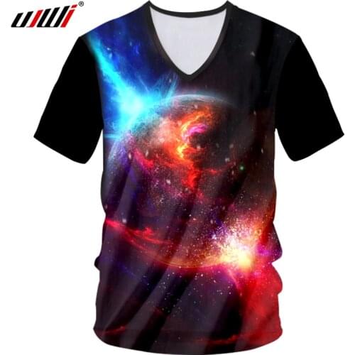 UJWI Dropshipping Tshirt Men 3d Digital Print Galaxy Space T-shirt Hombre Hip Hop Streetwear V Neck Top Casual Tee Shirts 7xl