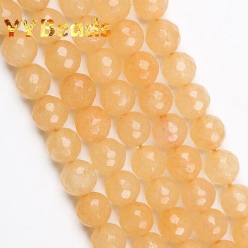 Natural Faceted Yellow Aventurine Jaspers Stone Beads Loose Charm Beads For Jewelry Making DIY Women Bracelets Ear Studs 8 10mm