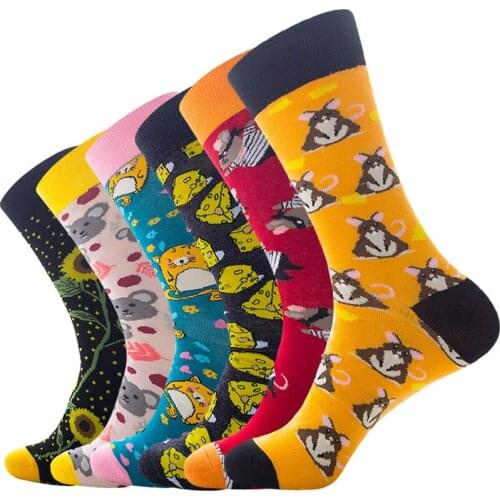 New Harajuku unisex Happy cartoon, pirate mouse Cotton Men Crew Skateboard Socks Funny Pattern Wedding Socks Gift