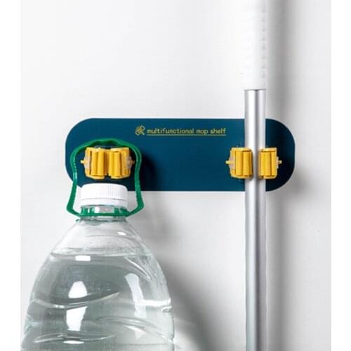 New Hot Mop Hook Wall Hook 2 Slots Punch Free Toilet Bathroom Kitchen Hook Mop Holder Shelf Broom Clip for Cleaning Tools