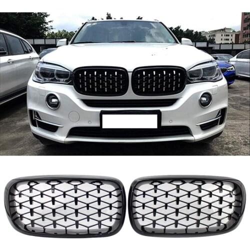 Diamond Style ABS Front Racing Grille For-BMW X5 X6 F15 F16 F85 F86 Gloss Black