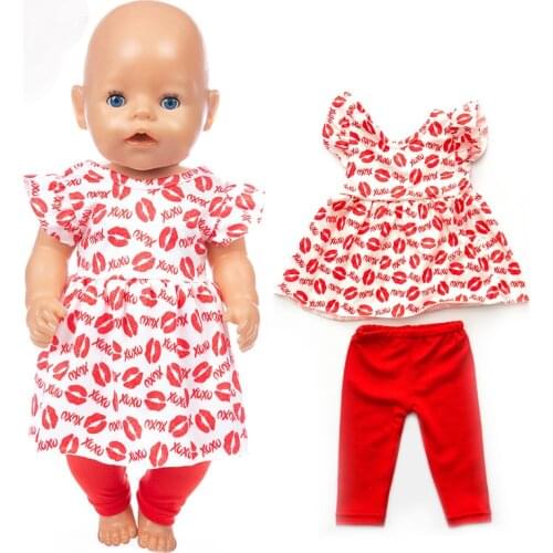 Red Leisure suit Fit For born baby 43cm Doll Clothes Doll Accessories For 17inch Baby Doll