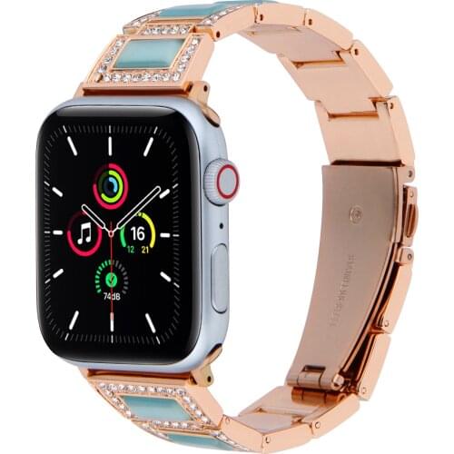 Diamond metal strap for Apple watch 6 5 4 SE band 44mm 40mm resin replacement strap for iwatch 3 38mm 42mm High end watch strap