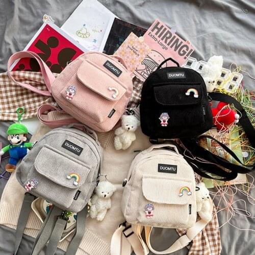 Kawaii Women Small Backpack Female 2021 New Shoulder Bags Multi-purpose Fashion Ladies Backpacks Corduroy Travel Bag for Girls