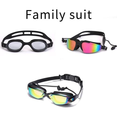 Family loves Swimming Goggles Cloth cap Family suit loves suit swimming glasses with earplugs Nose clip Electroplate combination