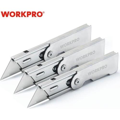 WORKPRO 3PC Folding Utility Knife Set Quick Change Pocket Utility Knife with Belt Clip Blade Knife for Cutting Box Paper