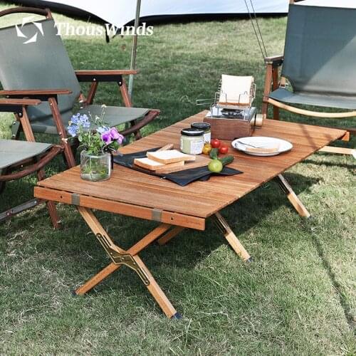 Thous Winds outdoor camping solid wood egg roll table picnic table foldable table black walnut teak table