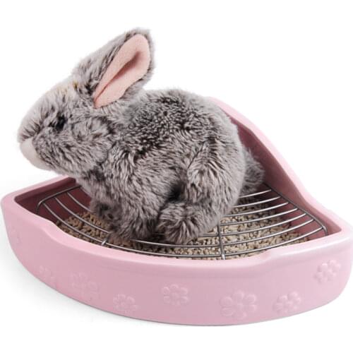 Pet toilet rabbit ceramic triangle toilet easy to clean anti-turning anti-bite chinchilla ceramic toilet