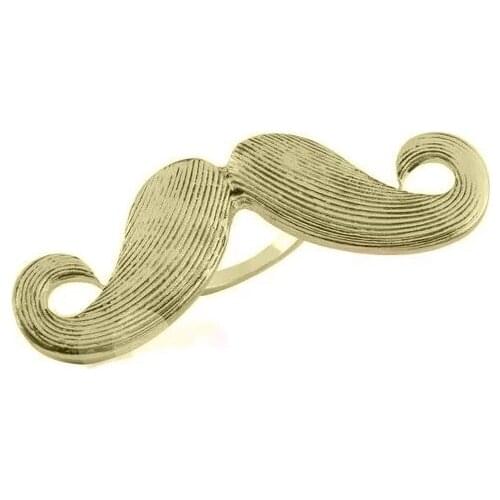 Vintage Gold Metal Finger Ring Mustache Shape Rings For Women Girls GIft Retro Style Adjustable Party Bijoux Jewelry