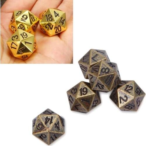 2Pcs High quality D20 digital metal game dice 20-sided Bronze Dice For Fun Family Board Games 20mm