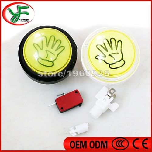 1pcs 60MM illuminated push button hand logo arcade button switch button 12V led start button white and black