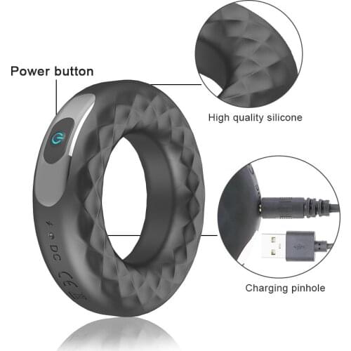10 Frequency Adult Sex Toy Charging Silicone Vibration Lock Penis Ring Male Cock Delay Masturbation Device