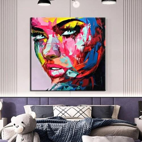 100% Hand Painted Francoise Nielly Canvas Painting Palette Knife Face Oil Painting Wall Art Pictures For Living Room Home Decor