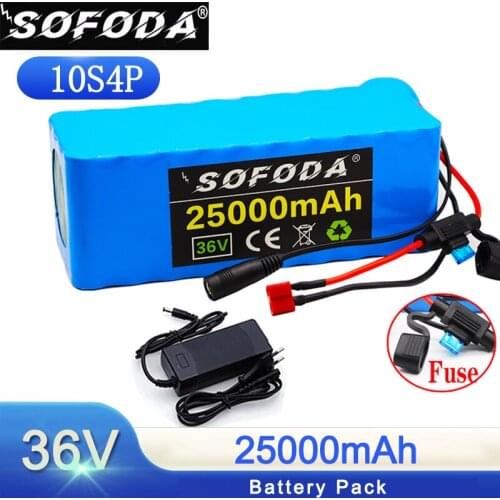 10S4P 36V 25Ah Battery High Capacity Lithium 18650 Battery with Fuse Device 25000mAh Electric Bicycle Scooter Ebike Battery