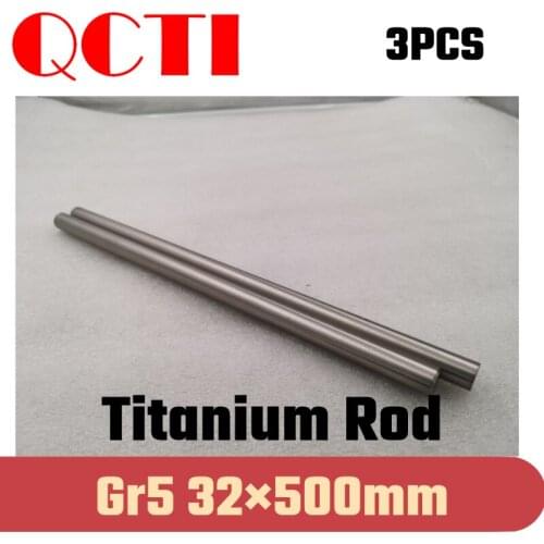 3pcs Gr5 32mm dia x 500mm length Titanium Alloy Round Bar Rod Industry Machine Use DIY Anti-corrosion Material