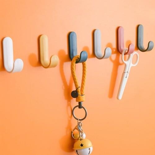 4pcs/set Towel Hooks Plastic Door Hangers Self Adhesive Wall Hangers Hat Racks Keys Hanger Wall Organizer Home Decor Key Holder