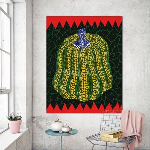 Free Shipping Wall Art Kusama Yayoi BLUE PUMPKIN Painting For Living Room Home Decoration Oil Painting On Canvas Wall Painting