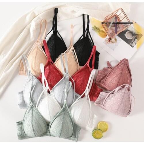 Floral Lace Bras For Women Lace Bralette Push Up Bra Sexy Lingerie Deep V Brassiere Female Wire Free Underwear French Bralette