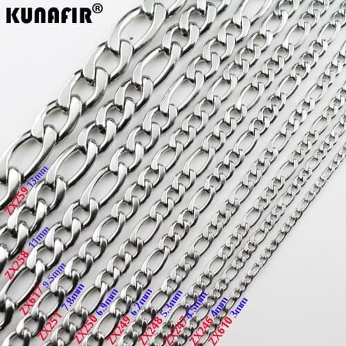 Stainless steel necklace 3mm-11mm 3+1 TK Figaro chain fashion Jewelry man male necklace chains 5pcs-100pcs