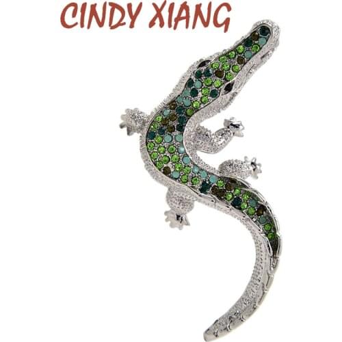 CINDY XIANG New Rhinestone Lizard Gecko Crocodile Brooches For Women And Men Jewelry Luxury Metal Animal Pins Vintage Pin