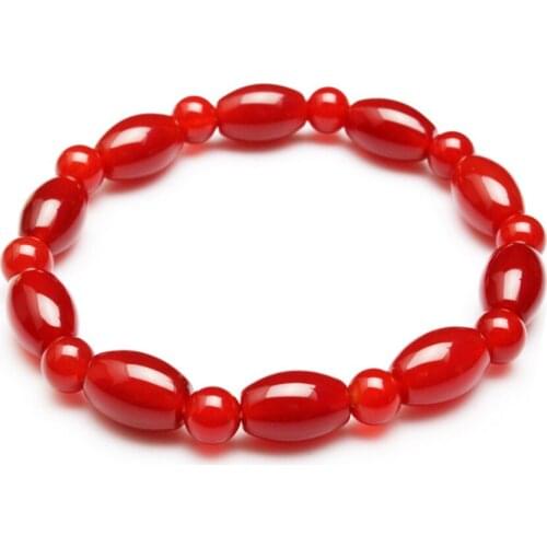 FYSL Handmade Weave Geometric Shape Red Agates Beads Stretchy Bracelet Inspiration Jewelry
