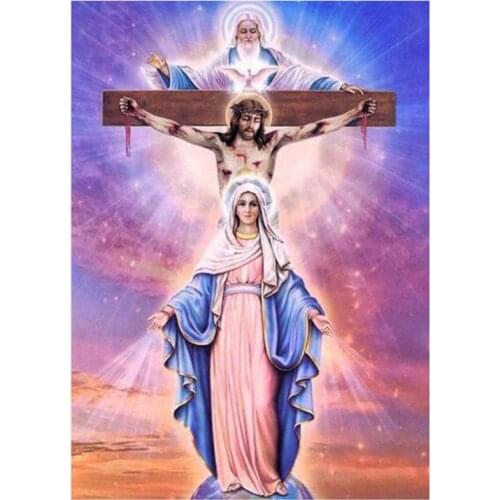 5D Diy Full Drill Rhinestone Embroidery Jesus Cross Religious Mosaic Kit Cross Stitch Diamond Paintings Wall Home Decor FH732