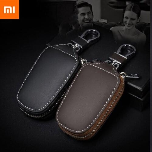 Xiaomi Men Key Holder Housekeeper Cowhide Car Key Wallets Keys Organizer Women Keychain Covers Zipper Key Case Bag Unisex Pouch
