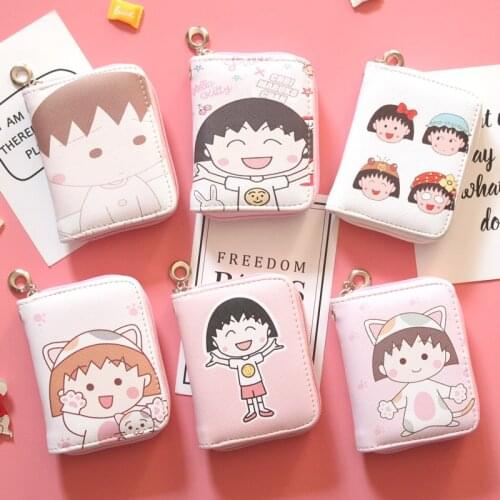 Korean version of short wallet zipper printing student cartoon cherry maruko small wallet coin purse