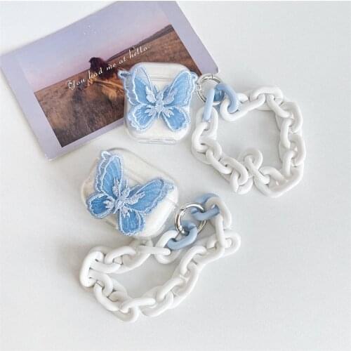 Creativity Butterfly PVC Earphone CaseWith Chain For Apple AirPods1/2 Pro3 Earbuds Protective Cover Bluetooth Headset Box