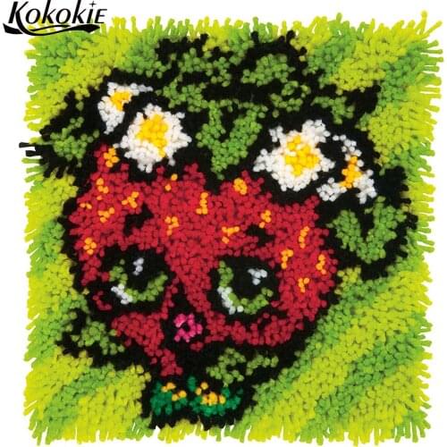 Latch hook kits rug vloerklee diy tapijt cross stitch floor mat Strawberry cushion Crocheting yarn embroidery needlework sets