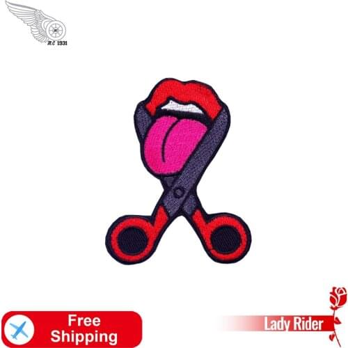 Sexy Lips Punk Embroidery Patch Biker Badges Iron on for Garments DIY Clothes Applique Sewing Patches Cool Fashion Accessories
