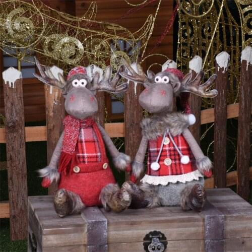 New Year xmas Figurine Christmas tree Ornaments Christmas Elk decorations Home office navidad 2020 Sit Down Xmas Reindeer Doll